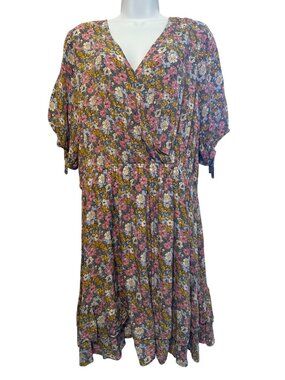 Gigio Floral Dress 1XL Plus Size Tie Sleeves EUC